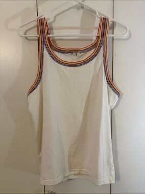MADEWELL White Tank Top with Rainbow Trim - Women